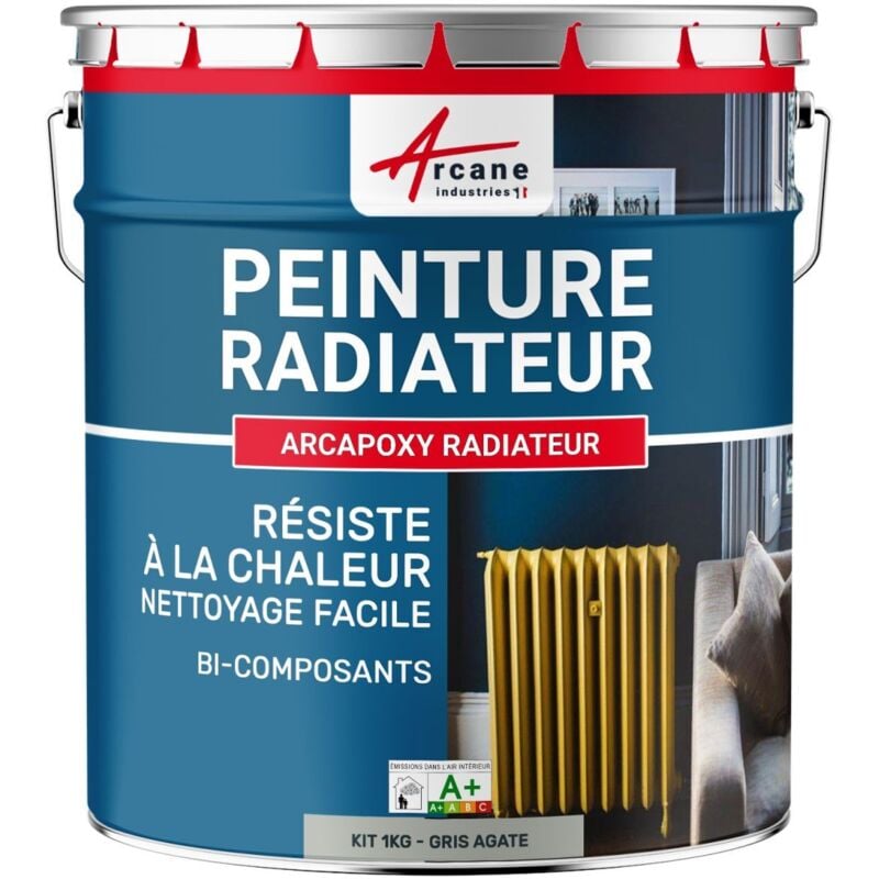 Peinture Radiateur - Fonte acier alu chauffage toutes couleurs peinture radiateur - 1 kg (jusqu'à 5 m² en 2 couches) Gris Agate - ral 7038 Arcane