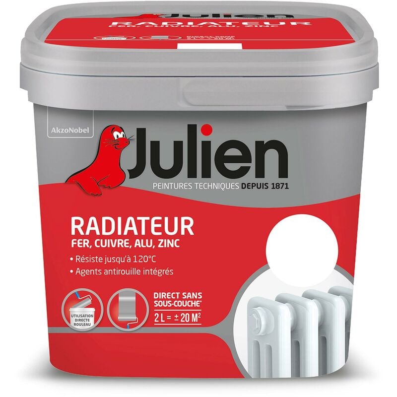 Julien - Peinture Radiateur Phase Aqueuse Brillant Blanc 2 l