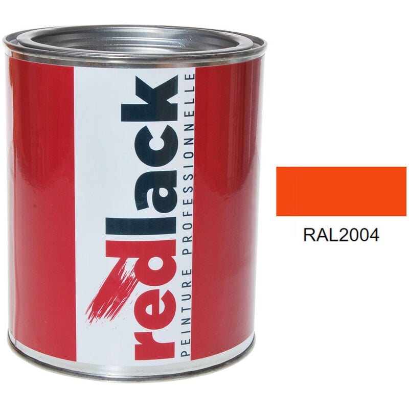 Peinture Orangé pur ral 2004 Brillant multisupport 1L Redlack