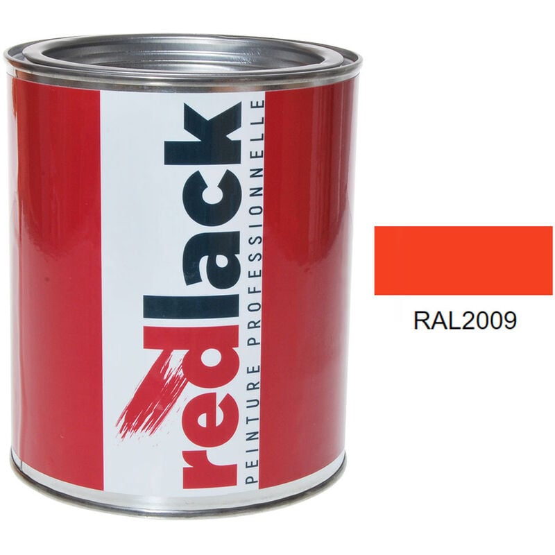 Peinture Orangé signalisation ral 2009 Satiné multisupport 1L Redlack