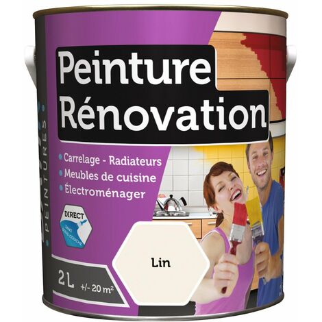 Peinture rénovation satin 2L: carrelage, meubles, bois, PVC, radiateur, électroménager, ... - plusieurs modèles disponibles