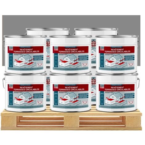 Peinture, résine d'étanchéité imperméabilisation terrasse circulable, balcon, sols extérieurs, béton, plusieurs coloris PROCOM 888888 10 x 10L