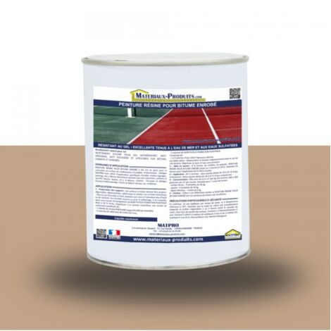 Matpro – Peinture résine bitume enrobé 1 Kg marron clair – Résistance à l'abrasion – Application facile pour revêtements circulables