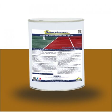 Matpro – Peinture résine pour bitume enrobé 1 Kg – Couleur ocre – Aspect satiné – Résistance à l'abrasion – Pour revêtements circulables