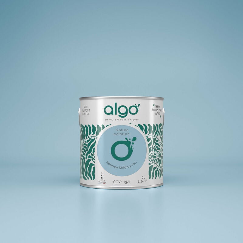 Peinture écologique Algo Velours - Bleu Séance Méditation - 0.5L