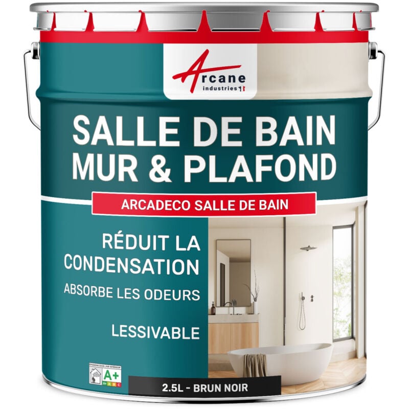 Peinture salle de bain mur plafond condensation - 2.5 l Brun noir - ral 8022 Arcane Industries