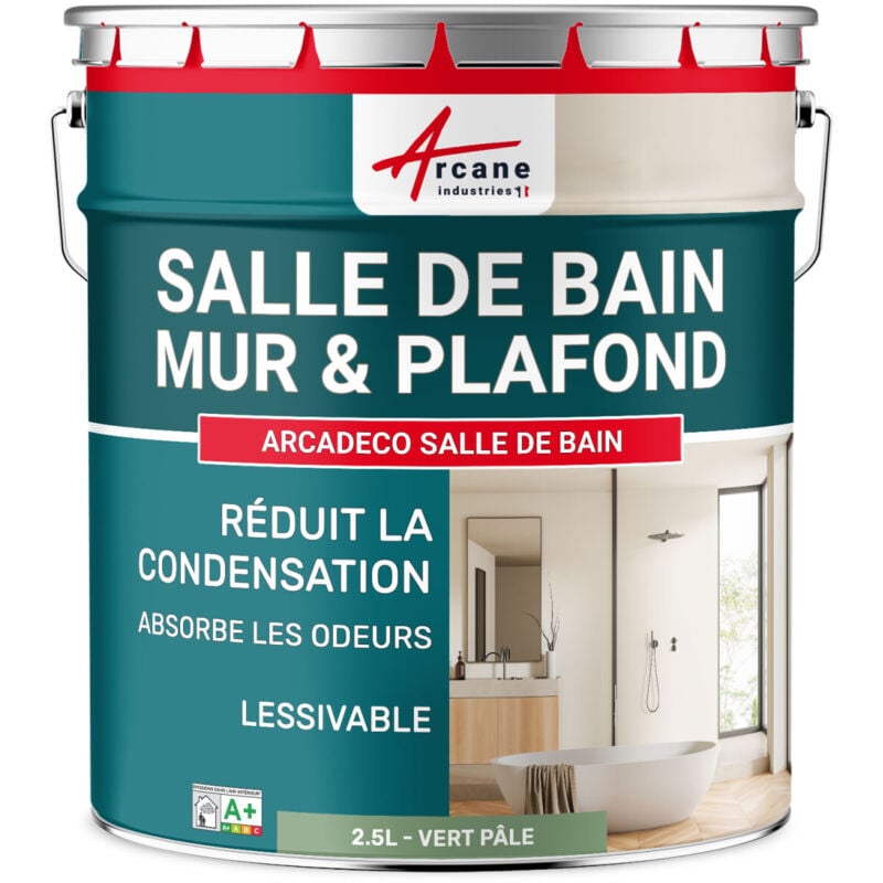 Peinture salle de bain mur plafond condensation - 2.5 l Vert Pâle - ral 6021 Arcane Industries