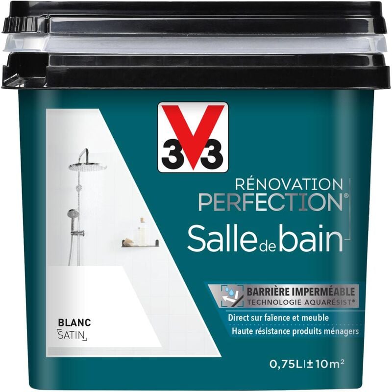 Peinture salle de bain Rénovation perfection® V33 Blanc satin 0,75L