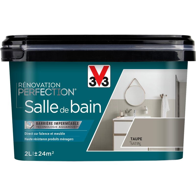 Peinture salle de bain Rénovation perfection® V33 Taupe satin 2L