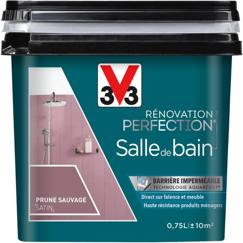 Peinture salle de bain Rénovation perfection® V33 Prune sauvage satin 0,75L