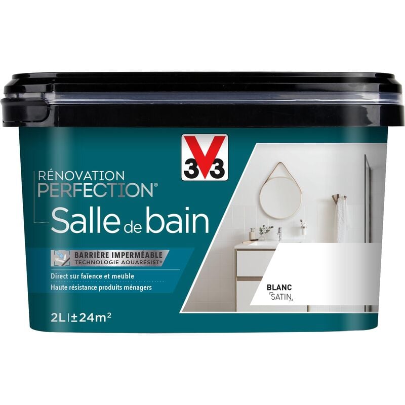 Peinture salle de bain Rénovation perfection® V33 Blanc satin 2L