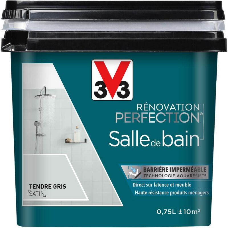 Peinture salle de bain Rénovation perfection® V33 Tendre gris satin 0,75L