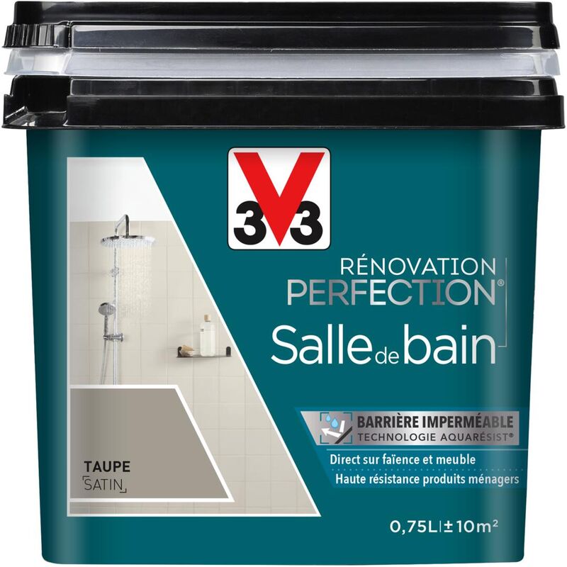 Peinture salle de bain Rénovation perfection® V33 Taupe satin 0,75L