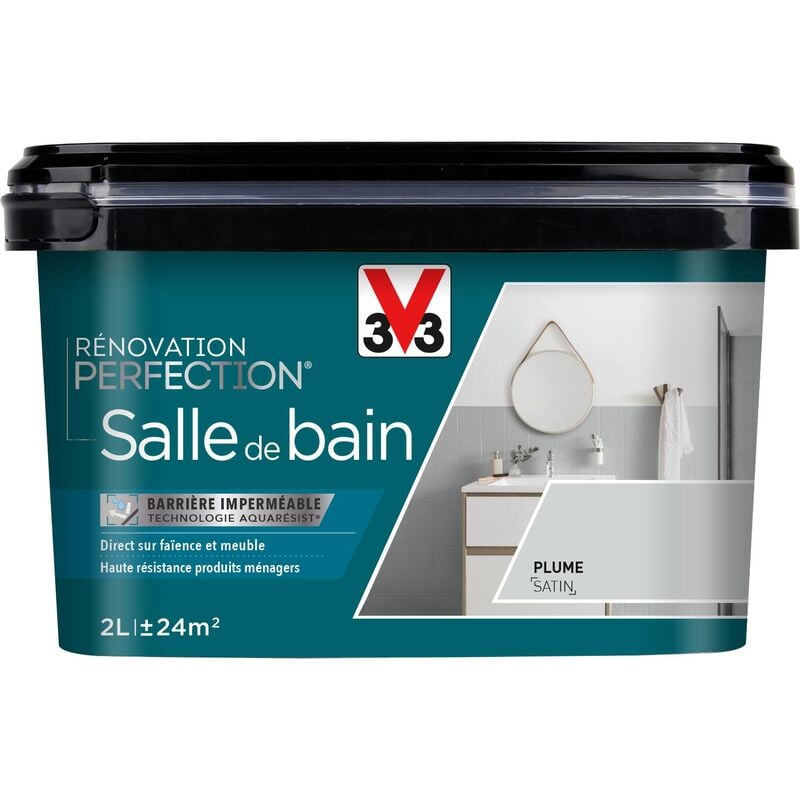Peinture salle de bain Rénovation perfection® V33 Plume satin 2L