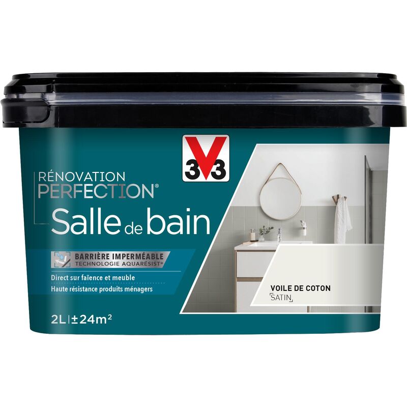 Peinture salle de bain Rénovation perfection® V33 Voile de coton satin 2L