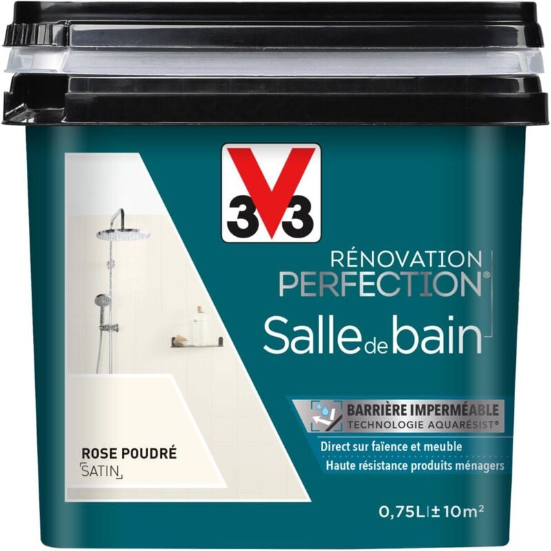 Peinture salle de bain Rénovation perfection® V33 Rose poudré satin 0,75L - Rose poudré