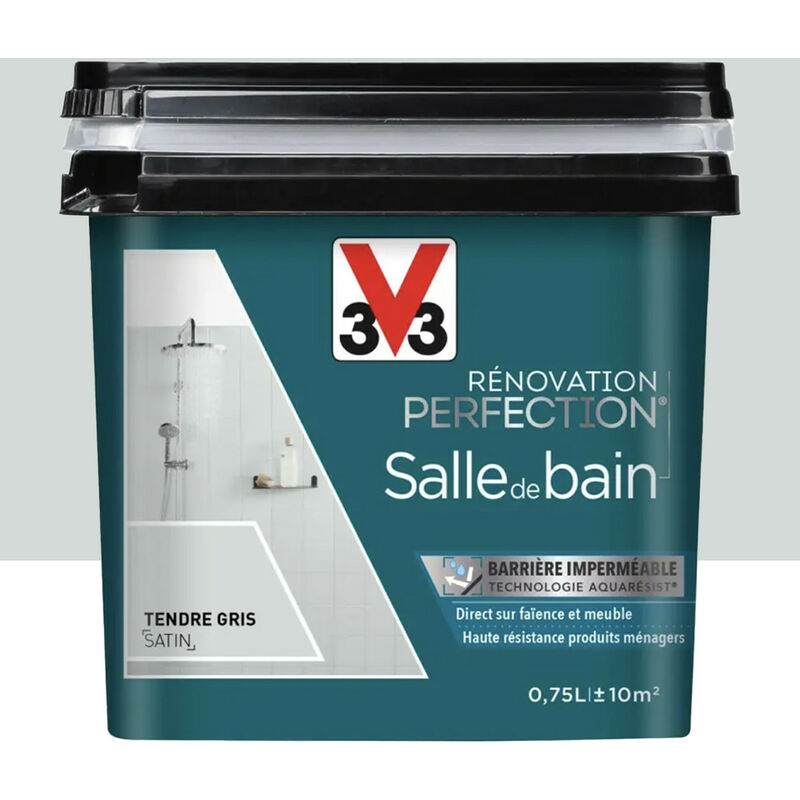 Peinture Salle de Bain V33 Rénovation Perfection Tendre Gris 0,75 l - Tendre Gris
