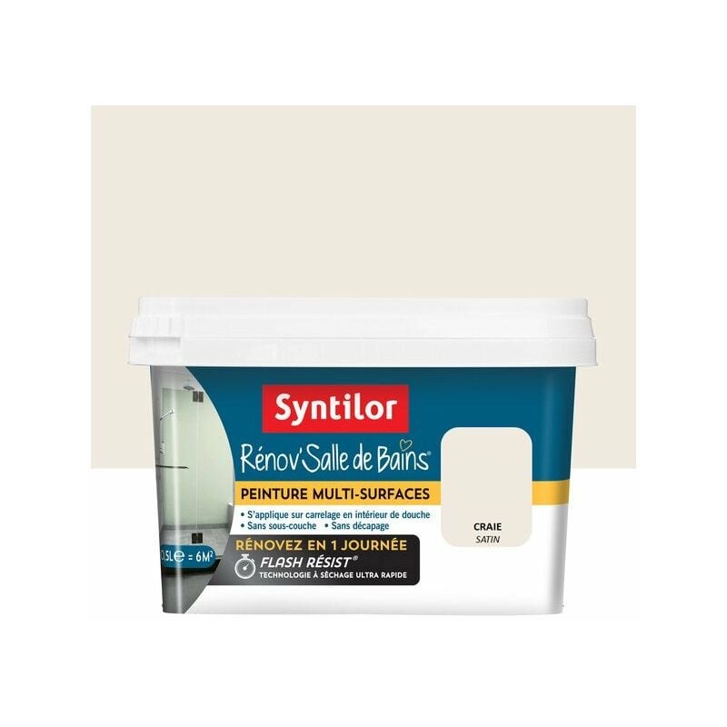 Peinture salle de bains Rénov'salle de bains craie satiné 0.5 l - Syntilor