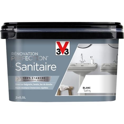 Peinture sanitaire Rénovation perfection® V33 satin 1L - Blanc