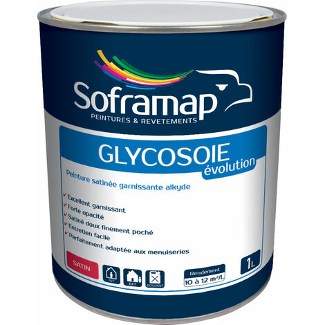 Peinture satinée garnissante glycero, intérieure et extérieure, destinée à la protection et à la décoration du métal et du bois : Glycosoie Evolution