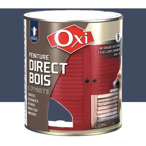 Peinture satinée spéciale microporeuse pour bois neufs ou anciens OXI PEINTURE DIRECT BOIS Bleu Marine (RAL 5003) 2.5 litres
