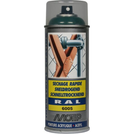 PEINTURE SECHAGE RAPIDE RAL ACRYL RAL6005 BRILLANT AEROSOL 400ML MOTIP