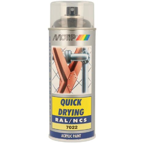 PEINTURE SECHAGE RAPIDE RAL ACRYL RAL7022 BRILLANT AEROSOL 400ML MOTIP