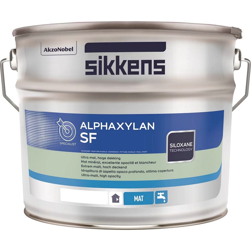 Peinture Sikkens alphaxylan sf – Excellente couverture, aspect mat minéral, éco-responsable Couleur: Blanc - Conditionnement: 5 Litres