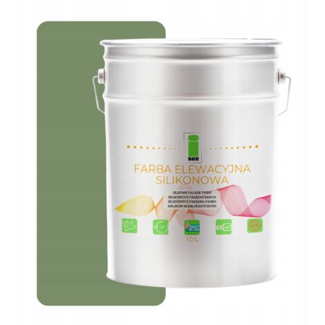 Peinture silicone pour façade, vert olive, teinte verte, 10 L