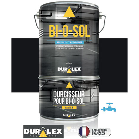PEINTURE SOL epoxy bi-composante 5 KG - TRAFFIC INTENSE - BI O SOL - Duralex -5 KG - NOIR - RAL 9005