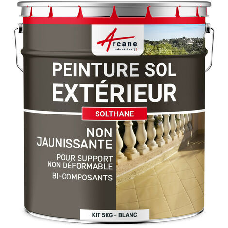 Peinture sol extérieur intérieur pour béton haute résistance non jaunissante SOLTHANE ARCANE INDUSTRIES Ivoire claire ral 1015 - Kit de 5 kg