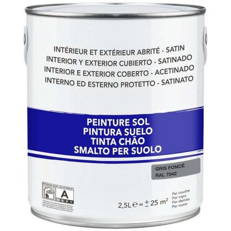 Peinture Sol Extérieur / Intérieur Gris Foncé Satiné 2.5 l - Centrale Brico
