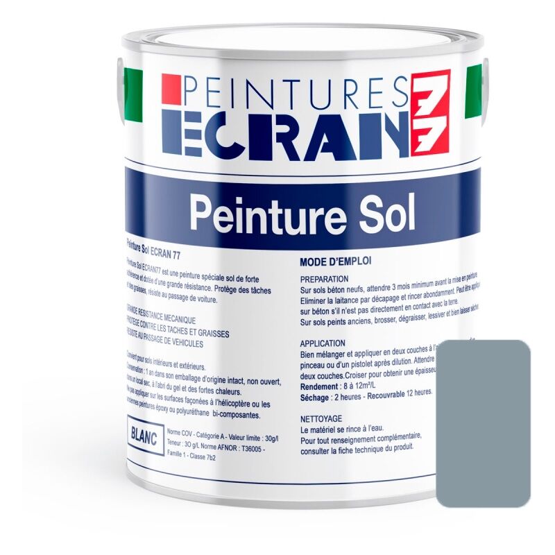 Peinture sol professionnelle, satin, peinture opacifiante, sans odeur, protège, décore, intérieur, extérieur, HydroSol ECRAN 77 8c969d 1 litre