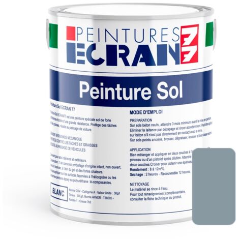Peinture sol professionnelle, satin, peinture opacifiante, sans odeur, protège, décore, intérieur, extérieur, HydroSol ECRAN 77 8c969d 1 litre