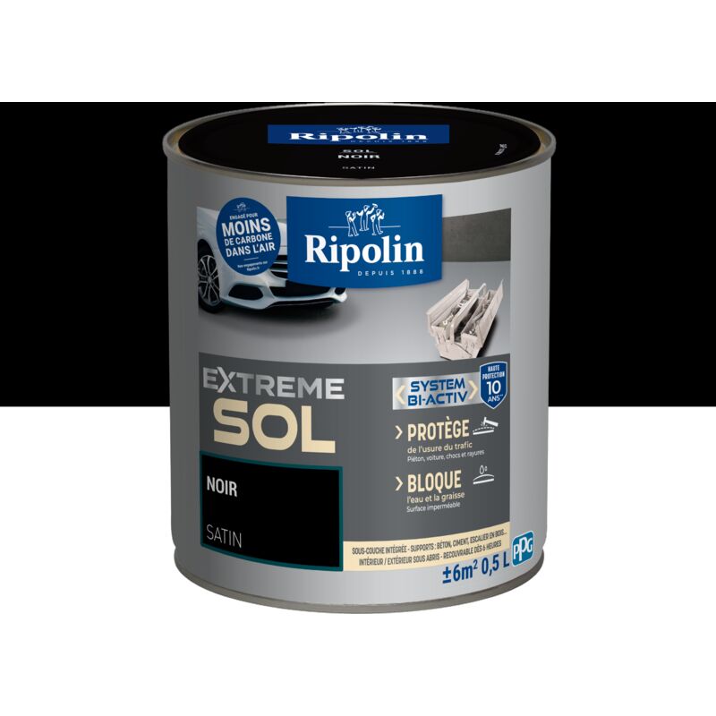 Peinture pour Sol Intérieur et Extérieur - Satin - 0,5L - Noir Ripolin
