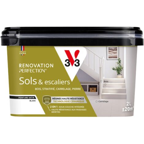 Peinture sols & escaliers Rénovation perfection® V33 Blanc satin 2L