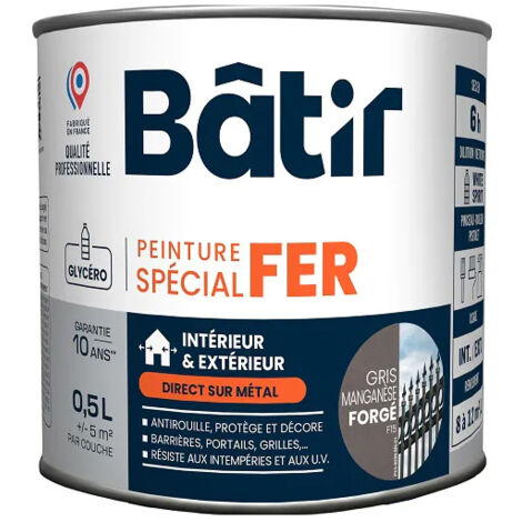 Peinture Spécial Fer Forge Batir  Gris Manganese F15 0,5l - Batir