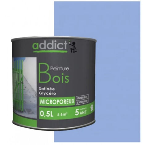 Peinture spéciale bois glycéro, bleu lavande satin, 0,5 litre