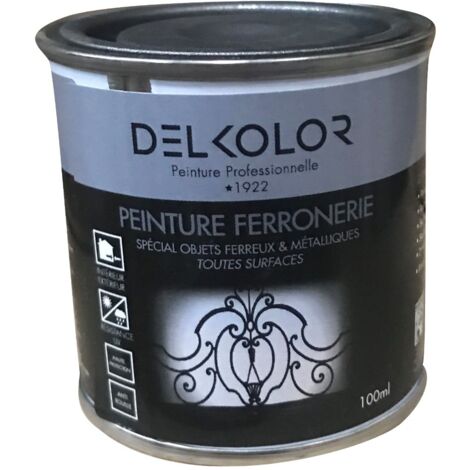 Peinture spéciale ferronnerie 100 ml – Noir – Antirouille et protection longue durée – Séchage rapide et haut pouvoir couvrant – Delkolor