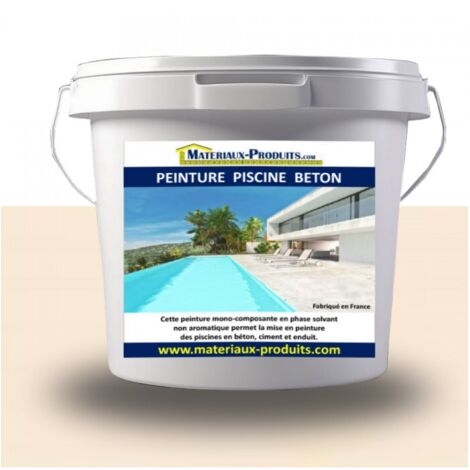 Matpro – Peinture spéciale piscine béton 5 L beige – Mono-composante phase solvant – Résistance abrasion et lessivage – Fabriqué en France