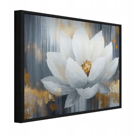 Peinture sur métal dans un cadre noir fleurs abstraites salon chambre 150x100