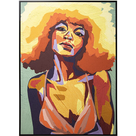 Peinture sur toile imprimée femme avec cadre en bois noir 100x4x140 cm