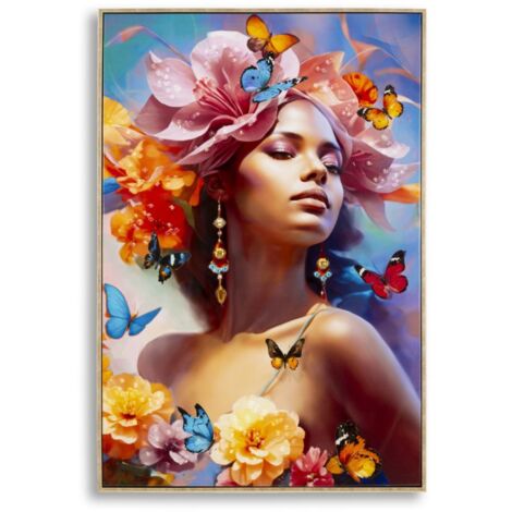 Peinture sur toile laquée Marty avec cadre -B- 62 x 4 x 92 cm