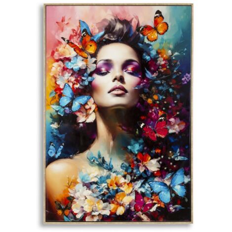 Peinture sur toile laquée Marty avec cadre -H- 62 x 4 x 92 cm