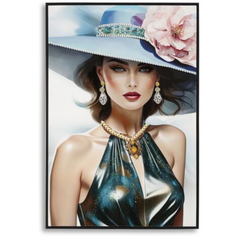 Peinture sur toile laquée Pam avec cadre -A- 62 x 4 x 92 cm