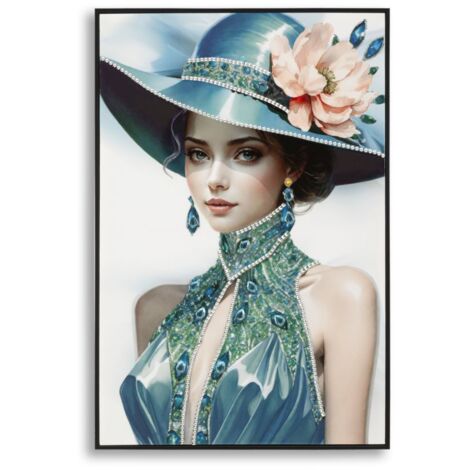 Peinture sur toile laquée Pam avec cadre -B- 62 x 4 x 92 cm