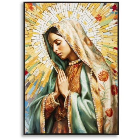 Peinture sur toile laquée Vierge à l'Enfant -A- avec cadre 72 x 4 x 102 cm