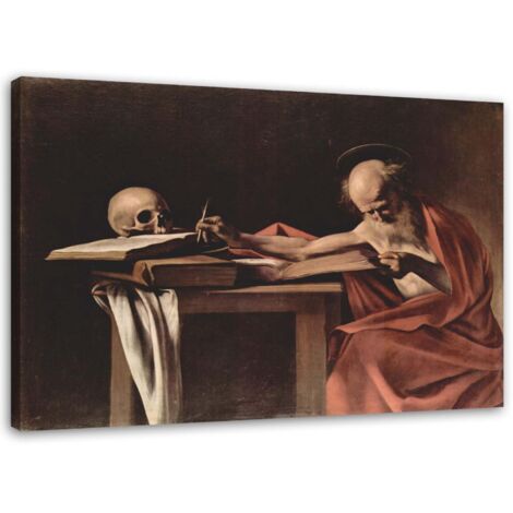 Peinture sur toile, Saint. Jérôme écrivant - Reproduction Caravage - 90x60