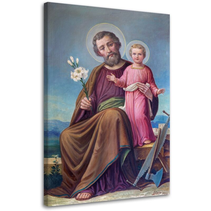 Peinture sur toile, Saint. Joseph avec l'Enfant Jésus Roznav - 80x120