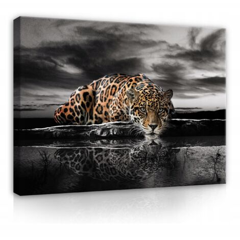 Peinture sur toile tigre jaguar guépard grand 120x80